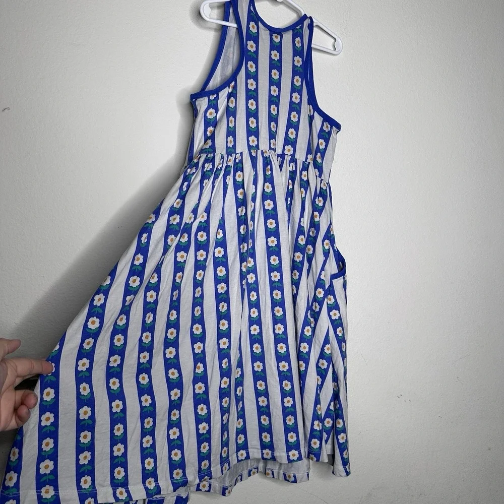 Hanna Andersson Girls Size 12 Summer Dress Pockets Floral Blue White